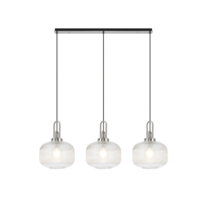 Nelson Lighting NLK05859 Acme 3 Light Linear Pendant Polished Nickel Matt Black