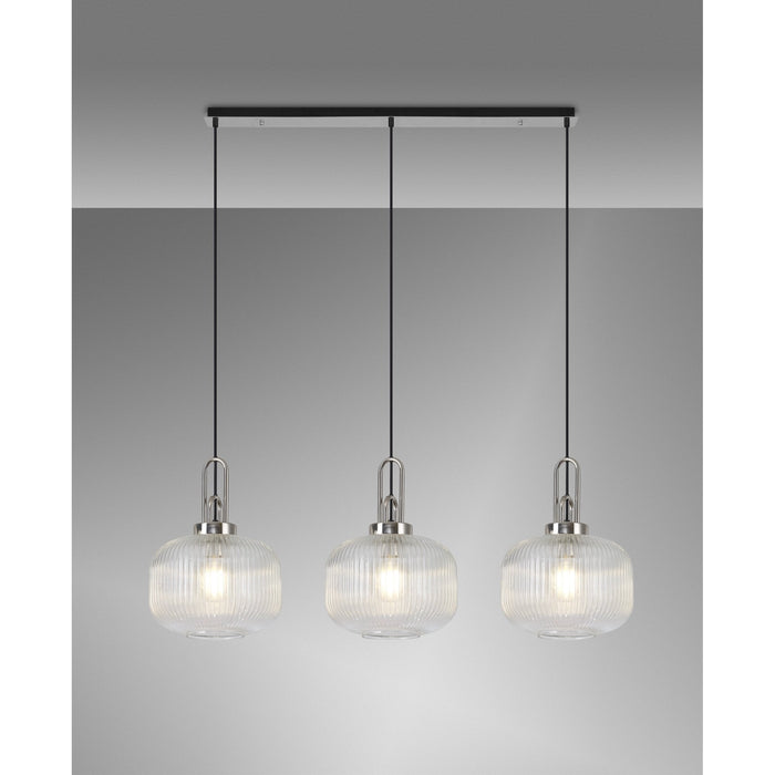 Nelson Lighting NLK05859 Acme 3 Light Linear Pendant Polished Nickel Matt Black