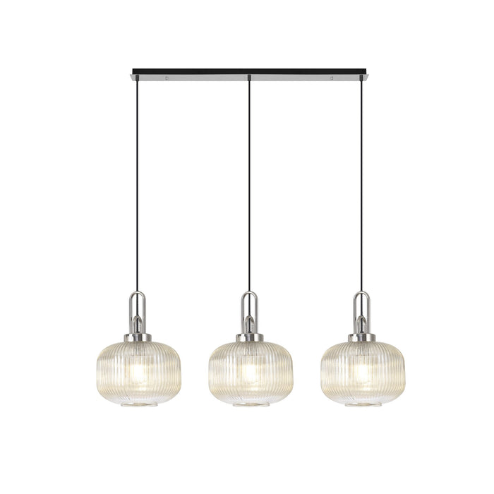 Nelson Lighting NLK05869 Acme 3 Light Linear Pendant Polished Nickel Matt Black