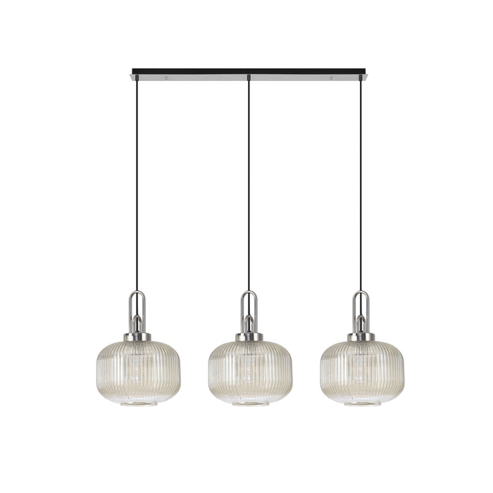 Nelson Lighting NLK05869 Acme 3 Light Linear Pendant Polished Nickel Matt Black