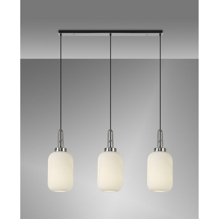 Nelson Lighting NLK05879 Acme 3 Light Linear Pendant Polished Nickel Matt Black