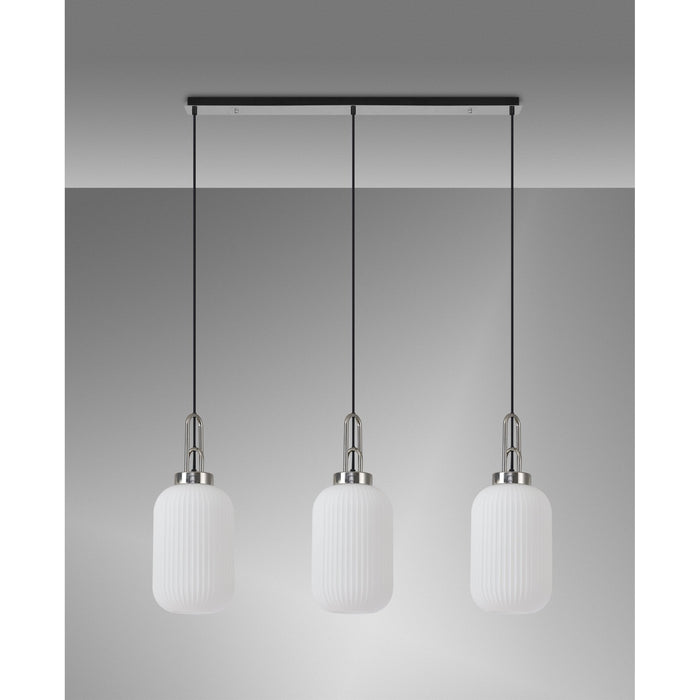 Nelson Lighting NLK05879 Acme 3 Light Linear Pendant Polished Nickel Matt Black