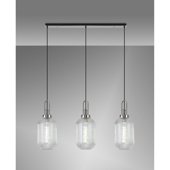 Nelson Lighting NLK05889 Acme 3 Light Linear Pendant Polished Nickel Matt Black