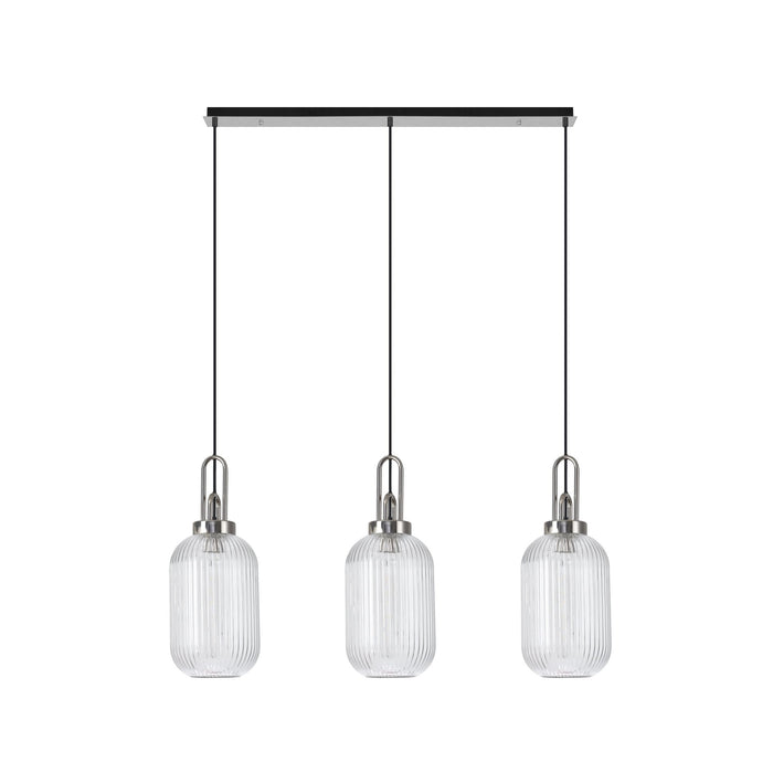 Nelson Lighting NLK05889 Acme 3 Light Linear Pendant Polished Nickel Matt Black