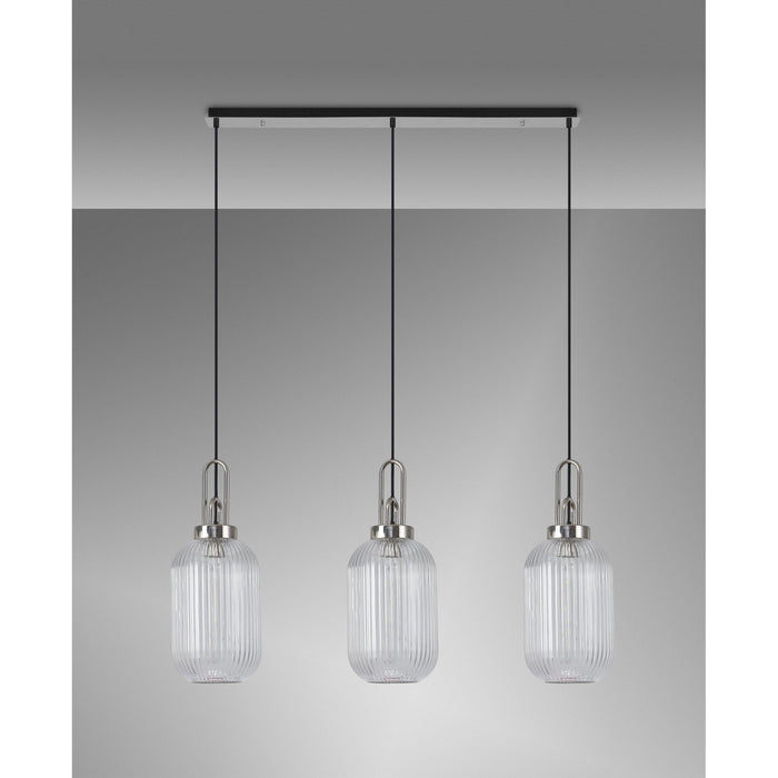 Nelson Lighting NLK05889 Acme 3 Light Linear Pendant Polished Nickel Matt Black