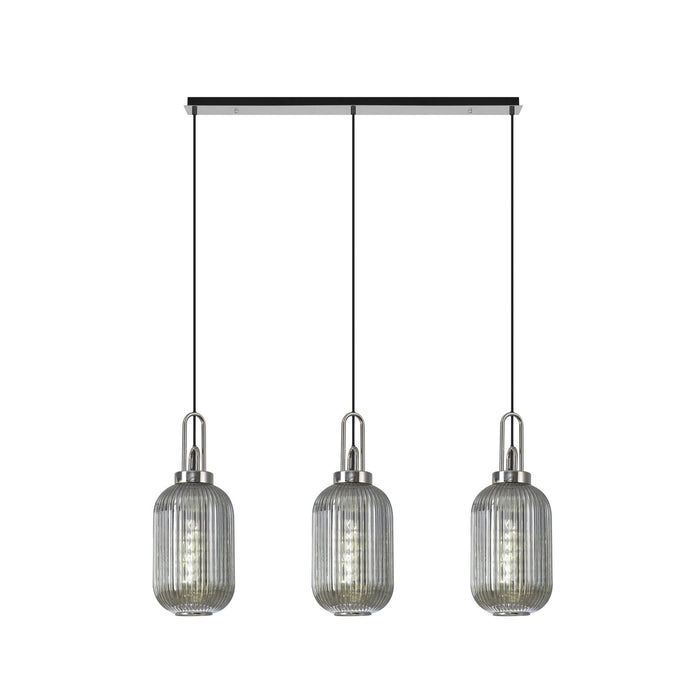 Nelson Lighting NLK05899 Acme 3 Light Linear Pendant Polished Nickel Matt Black