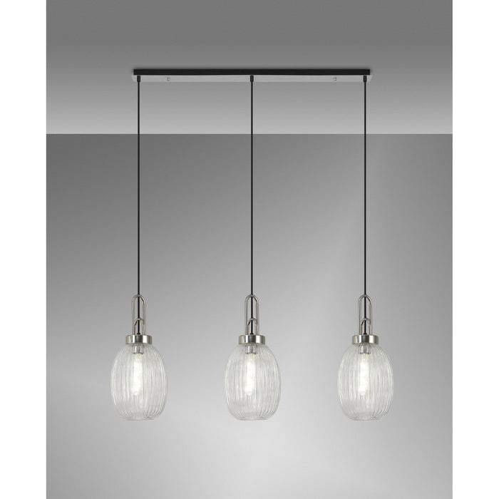 Nelson Lighting NLK05919 Acme 3 Light Linear Pendant Polished Nickel Matt Black