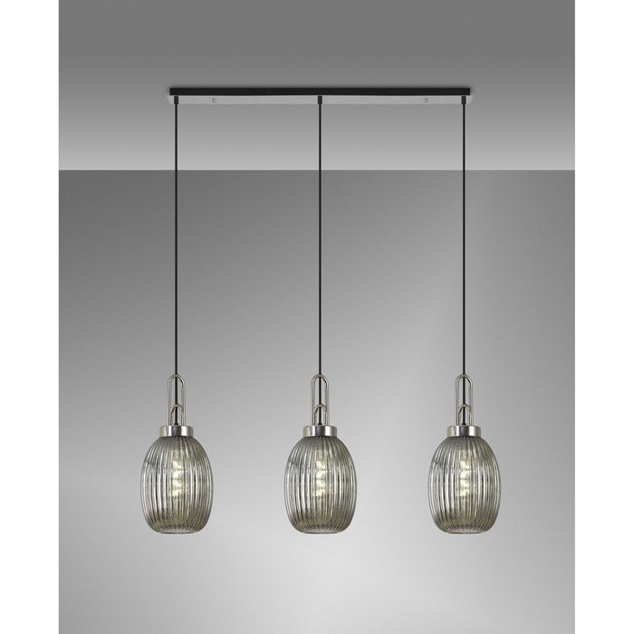 Nelson Lighting NLK05929 Acme 3 Light Linear Pendant Polished Nickel Matt Black