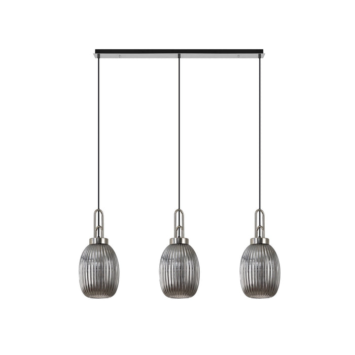 Nelson Lighting NLK05929 Acme 3 Light Linear Pendant Polished Nickel Matt Black