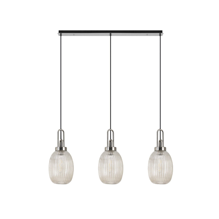 Nelson Lighting NLK05939 Acme 3 Light Linear Pendant Polished Nickel Matt Black