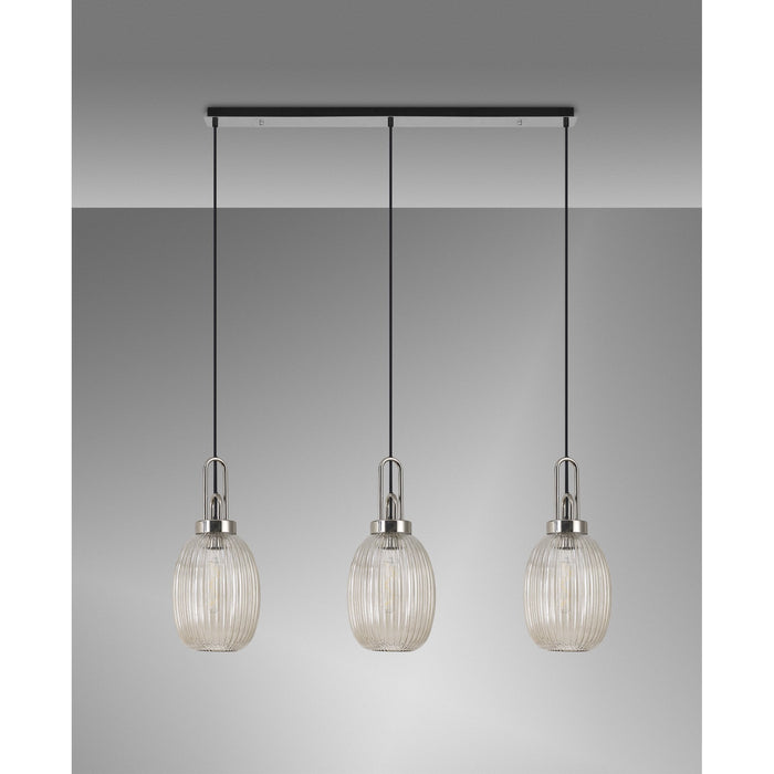 Nelson Lighting NLK05939 Acme 3 Light Linear Pendant Polished Nickel Matt Black