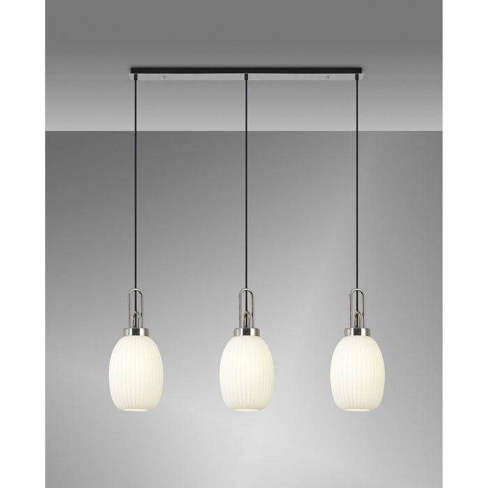 Nelson Lighting NLK05949 Acme 3 Light Linear Pendant Polished Nickel Matt Black