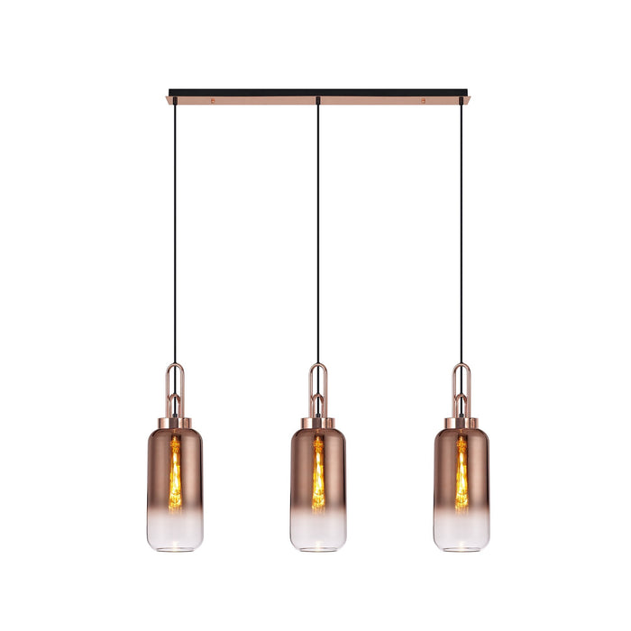 Nelson Lighting NLK05969 Acme 3 Light Linear Pendant Copper Matt Black