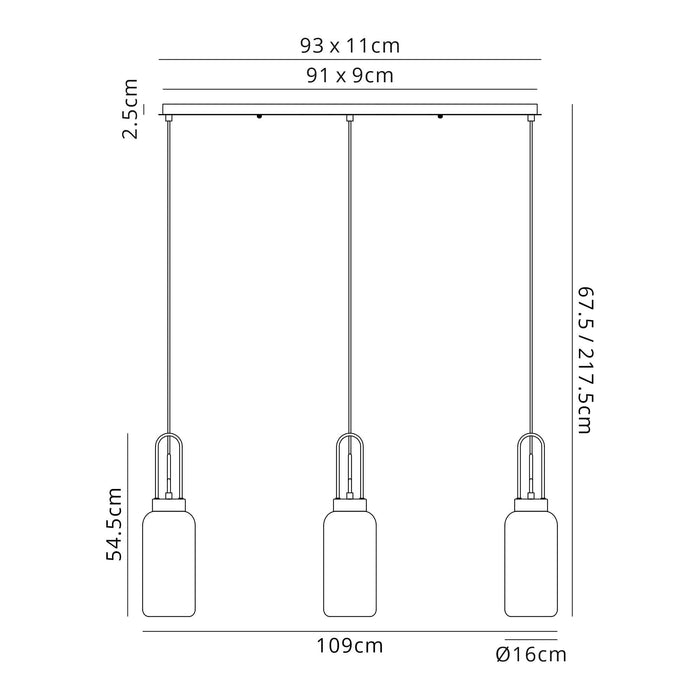 Nelson Lighting NLK05969 Acme 3 Light Linear Pendant Copper Matt Black