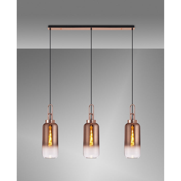 Nelson Lighting NLK05969 Acme 3 Light Linear Pendant Copper Matt Black