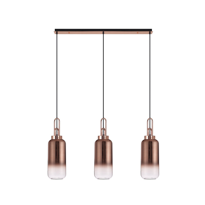 Nelson Lighting NLK05969 Acme 3 Light Linear Pendant Copper Matt Black