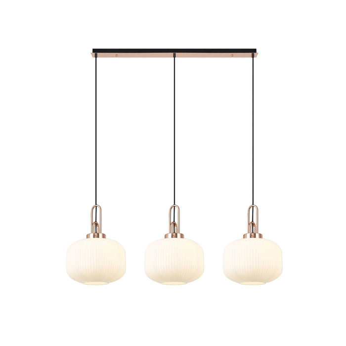 Nelson Lighting NLK05979 Acme 3 Light Linear Pendant Copper Matt Black