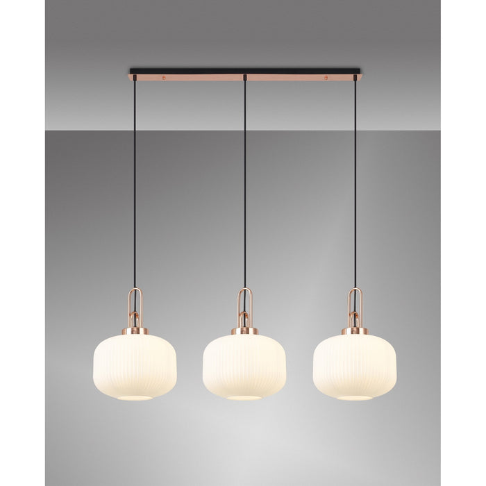 Nelson Lighting NLK05979 Acme 3 Light Linear Pendant Copper Matt Black