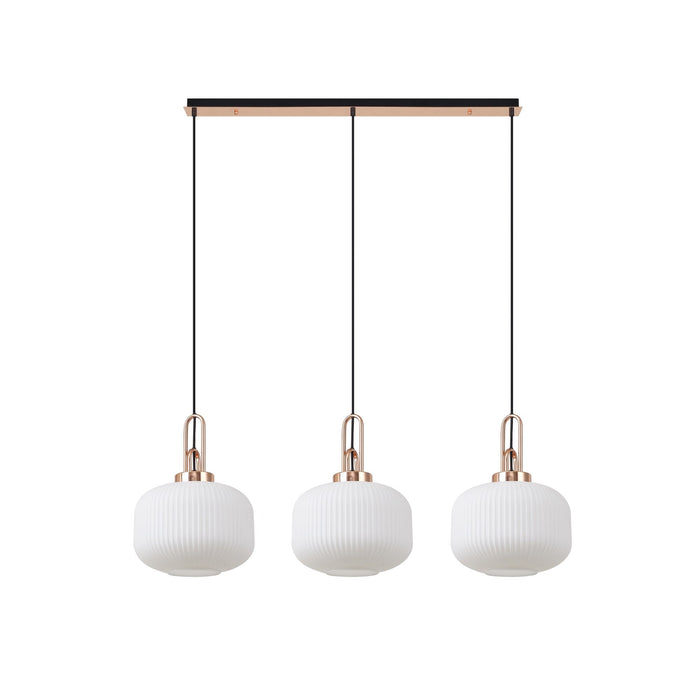 Nelson Lighting NLK05979 Acme 3 Light Linear Pendant Copper Matt Black