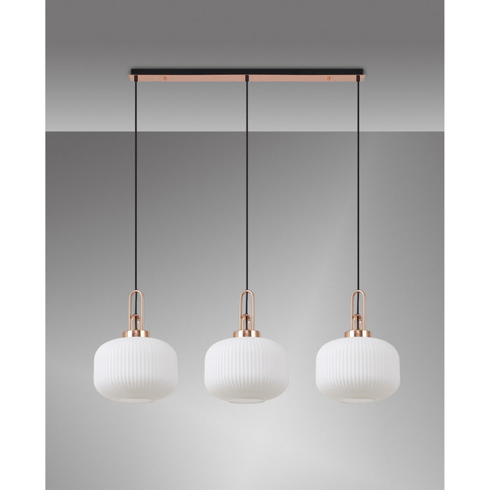 Nelson Lighting NLK05979 Acme 3 Light Linear Pendant Copper Matt Black