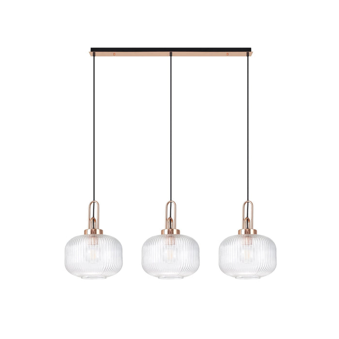 Nelson Lighting NLK05989 Acme 3 Light Linear Pendant Copper Matt Black