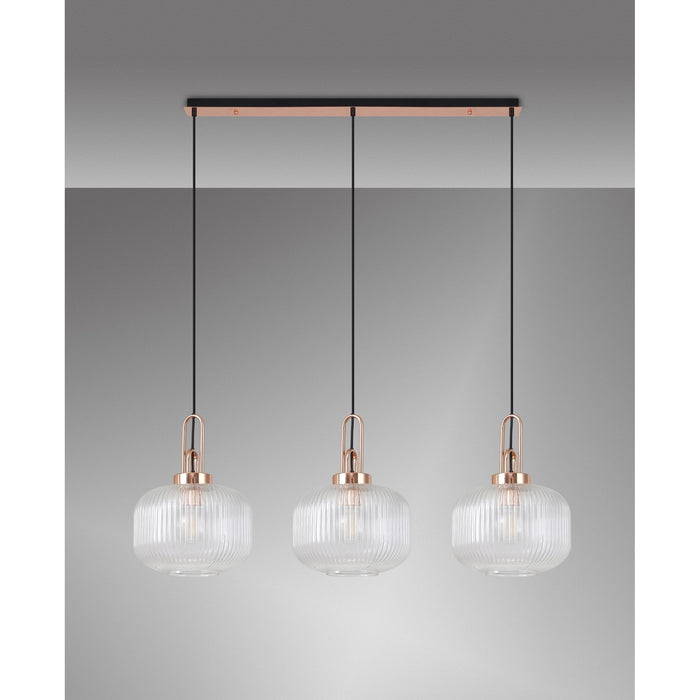 Nelson Lighting NLK05989 Acme 3 Light Linear Pendant Copper Matt Black