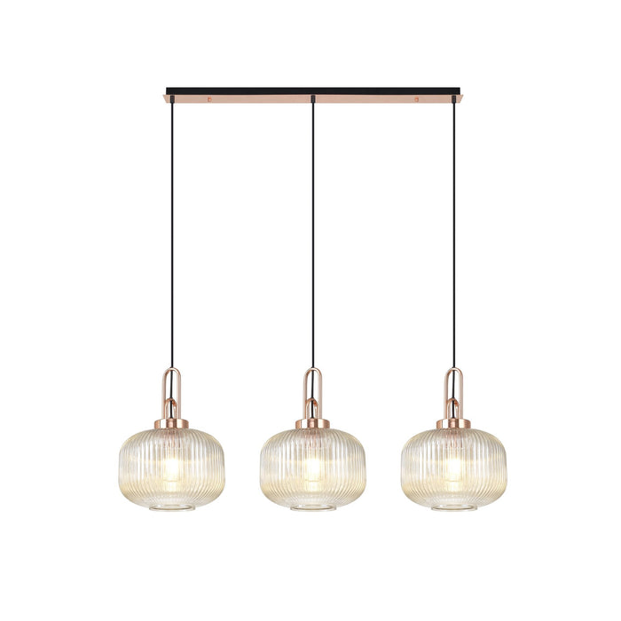 Nelson Lighting NLK05999 Acme 3 Light Linear Pendant Copper Matt Black