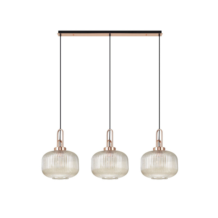 Nelson Lighting NLK05999 Acme 3 Light Linear Pendant Copper Matt Black