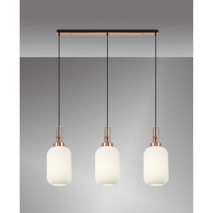 Nelson Lighting NLK06009 Acme 3 Light Linear Pendant Copper Matt Black