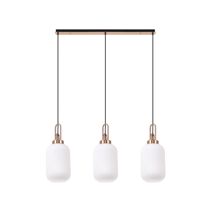 Nelson Lighting NLK06009 Acme 3 Light Linear Pendant Copper Matt Black