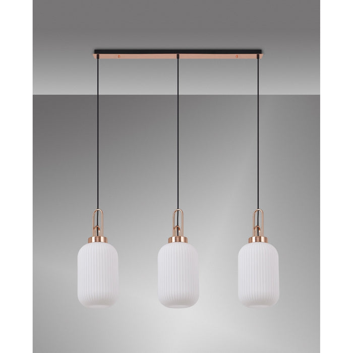 Nelson Lighting NLK06009 Acme 3 Light Linear Pendant Copper Matt Black