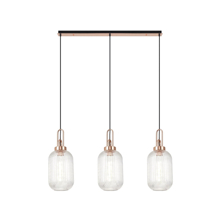 Nelson Lighting NLK06019 Acme 3 Light Linear Pendant Copper Matt Black