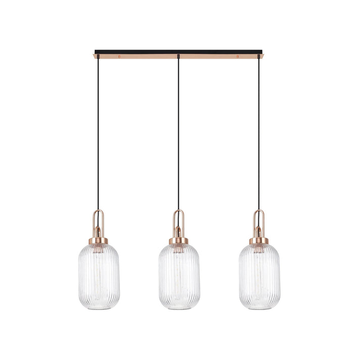 Nelson Lighting NLK06019 Acme 3 Light Linear Pendant Copper Matt Black