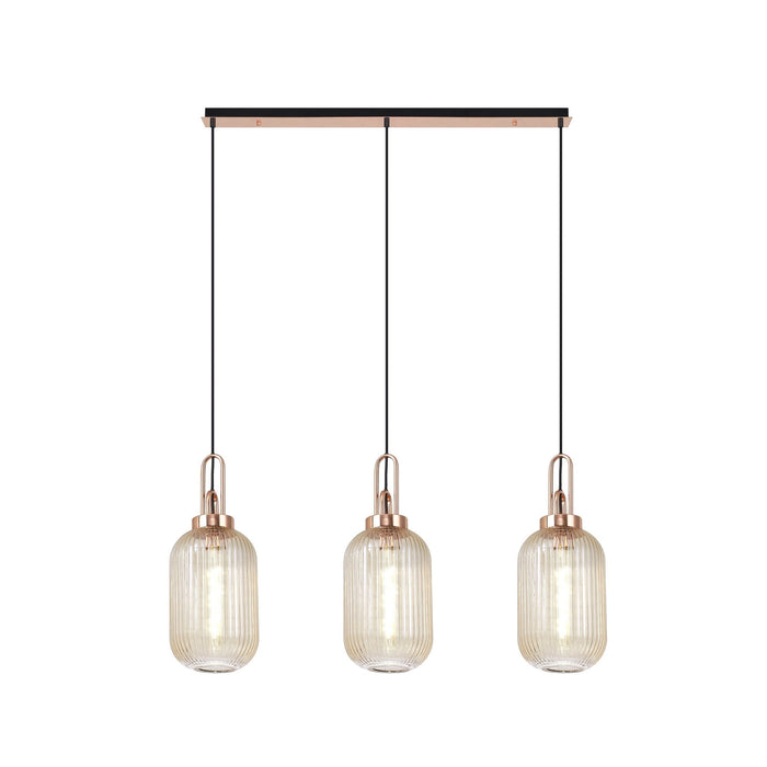 Nelson Lighting NLK06039 Acme 3 Light Linear Pendant Copper Matt Black