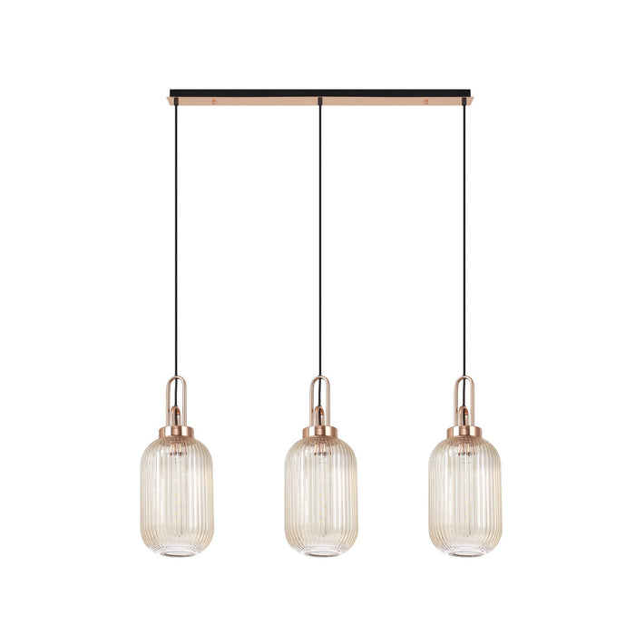 Nelson Lighting NLK06039 Acme 3 Light Linear Pendant Copper Matt Black