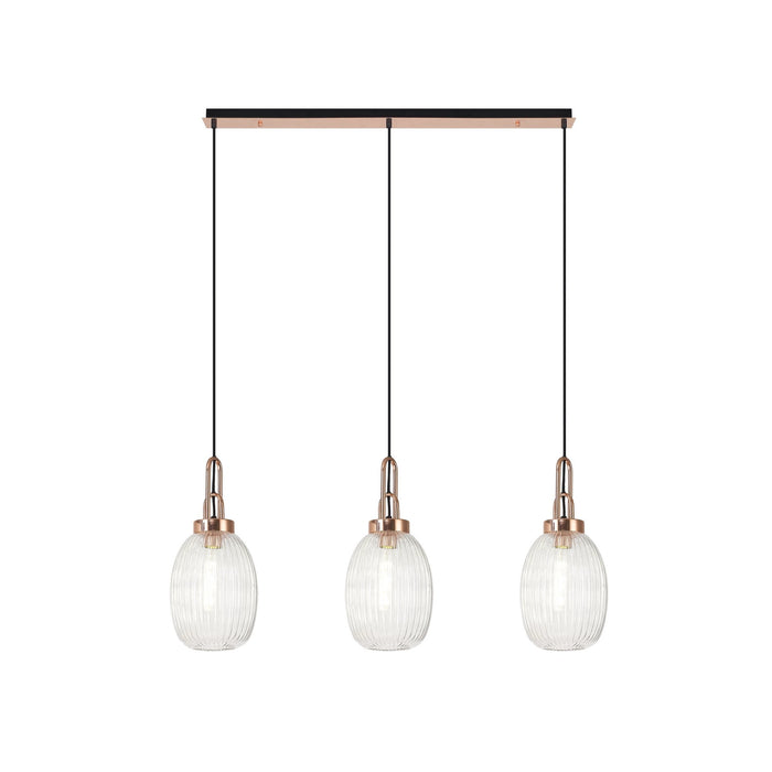 Nelson Lighting NLK06049 Acme 3 Light Linear Pendant Copper Matt Black