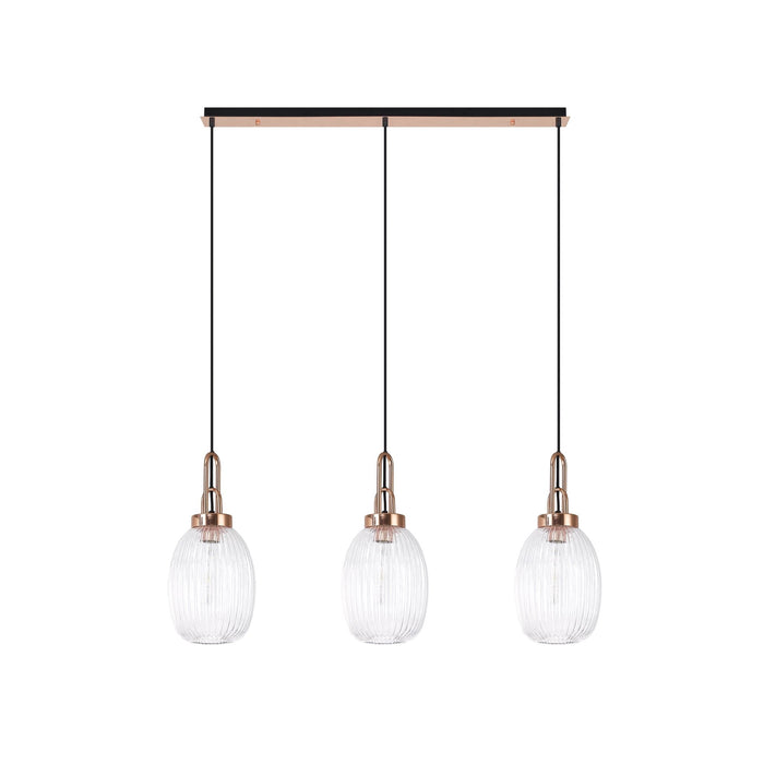 Nelson Lighting NLK06049 Acme 3 Light Linear Pendant Copper Matt Black