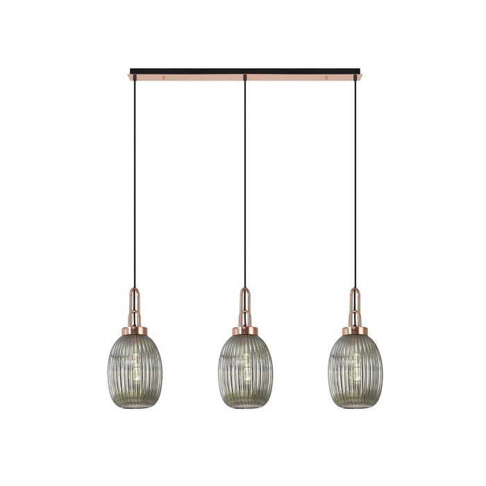 Nelson Lighting NLK06059 Acme 3 Light Linear Pendant Copper Matt Black