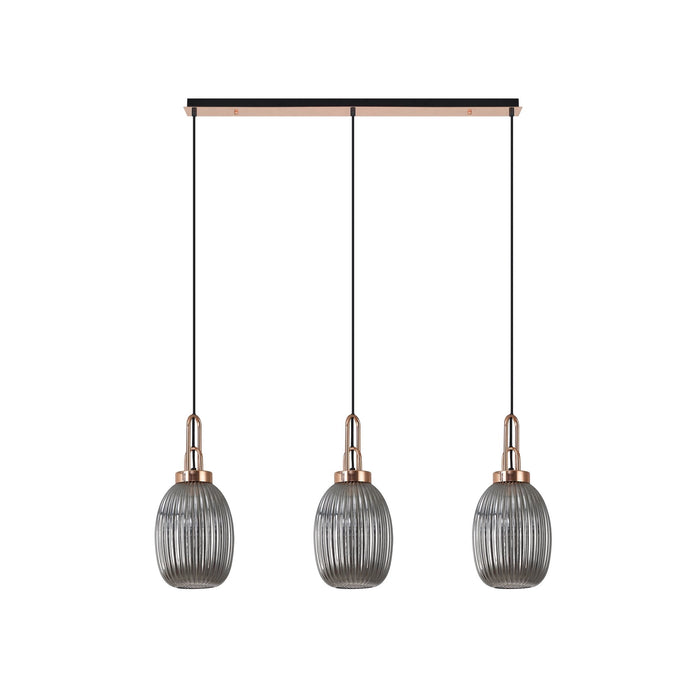 Nelson Lighting NLK06059 Acme 3 Light Linear Pendant Copper Matt Black