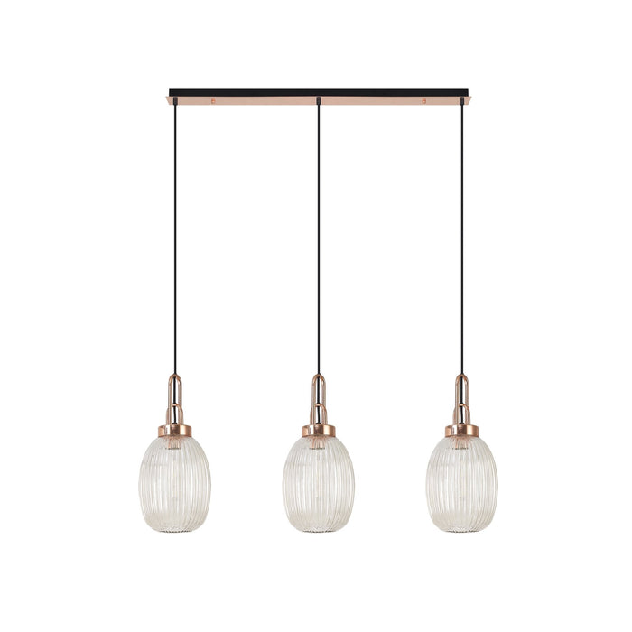 Nelson Lighting NLK06069 Acme 3 Light Linear Pendant Copper Matt Black