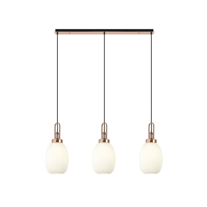 Nelson Lighting NLK06079 Acme 3 Light Linear Pendant Copper Matt Black