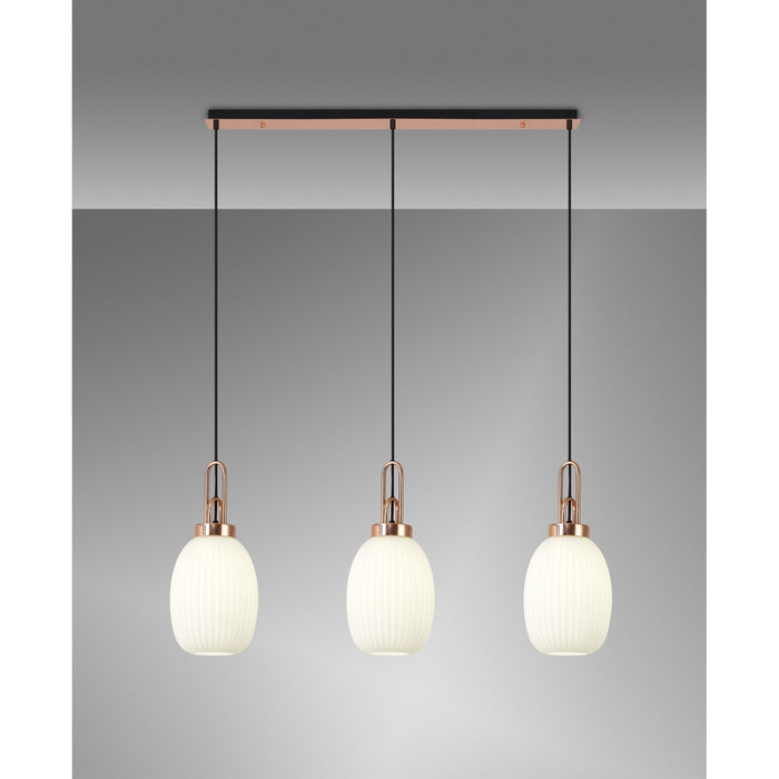 Nelson Lighting NLK06079 Acme 3 Light Linear Pendant Copper Matt Black