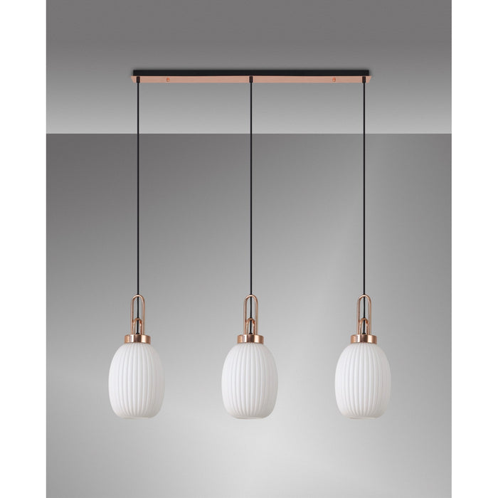 Nelson Lighting NLK06079 Acme 3 Light Linear Pendant Copper Matt Black