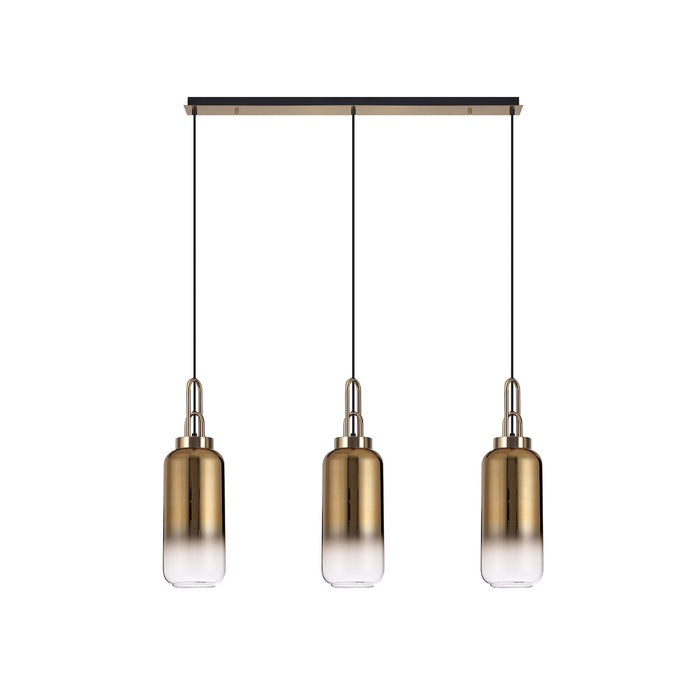 Nelson Lighting NLK06099 Acme 3 Light Linear Pendant Brass Gold Matt Black