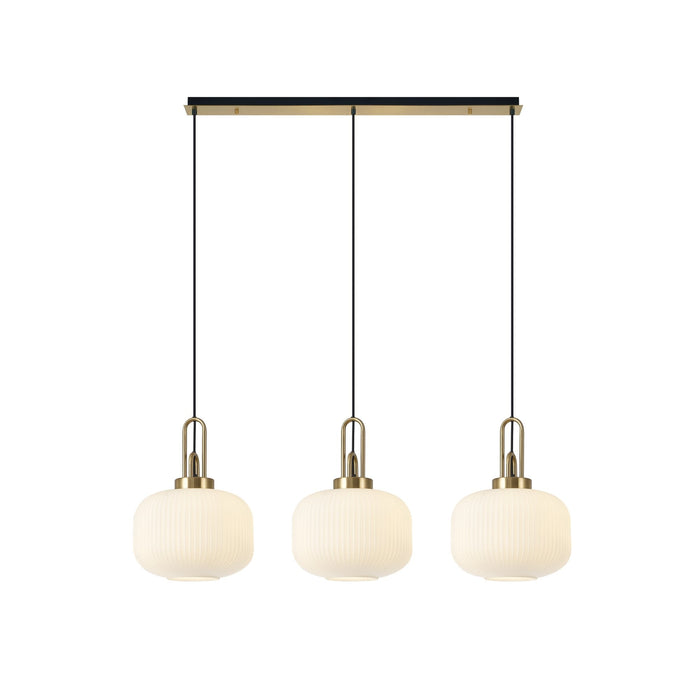 Nelson Lighting NLK06109 Acme 3 Light Linear Pendant Brass Gold Matt Black