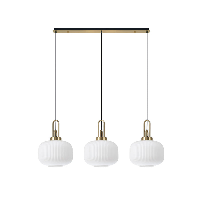 Nelson Lighting NLK06109 Acme 3 Light Linear Pendant Brass Gold Matt Black