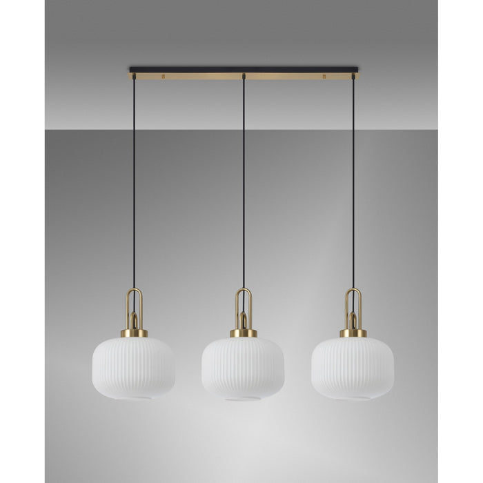 Nelson Lighting NLK06109 Acme 3 Light Linear Pendant Brass Gold Matt Black