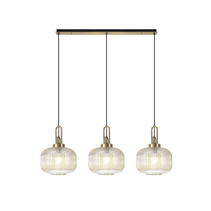 Nelson Lighting NLK06129 Acme 3 Light Linear Pendant Brass Gold Matt Black