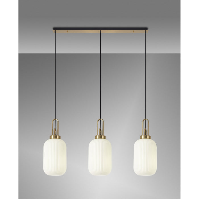 Nelson Lighting NLK06139 Acme 3 Light Linear Pendant Brass Gold Matt Black