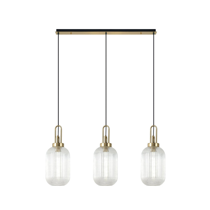 Nelson Lighting NLK06149 Acme 3 Light Linear Pendant Brass Gold Matt Black